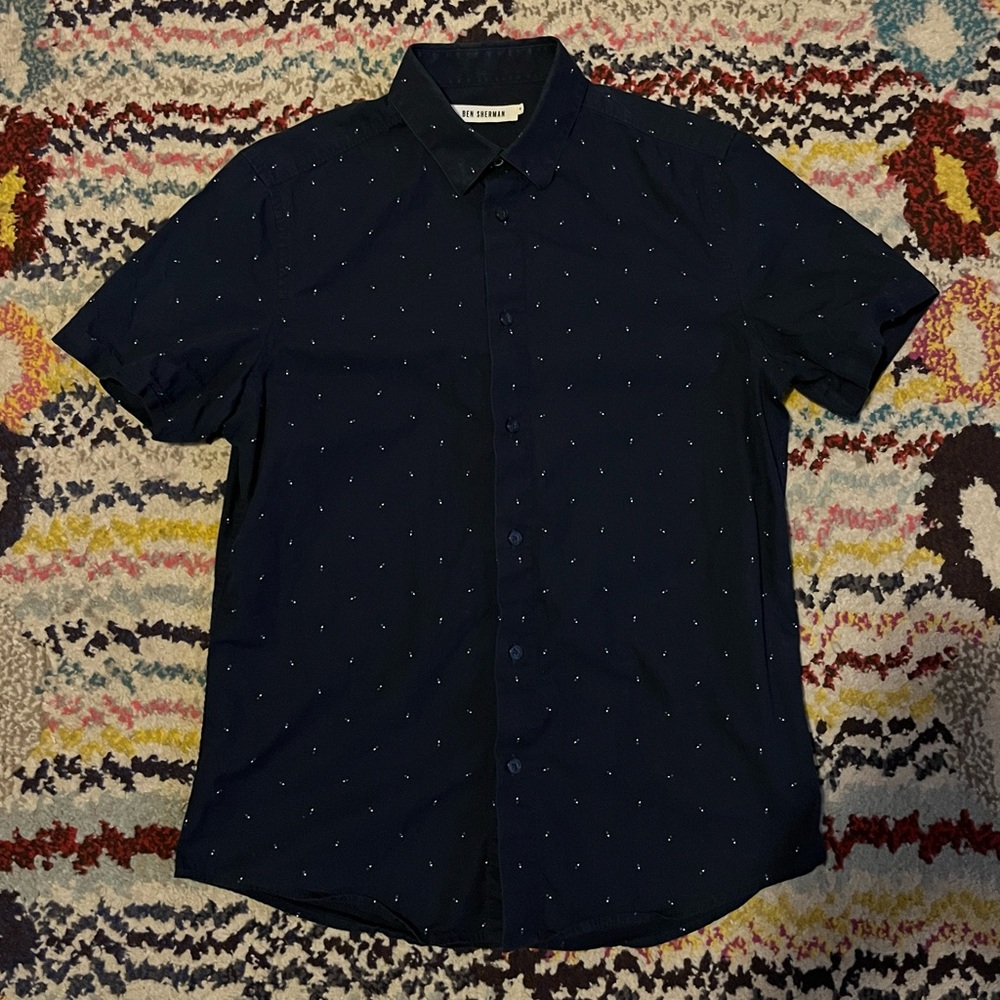 Ben Sherman navy casual short sleeve button down shirt size medium